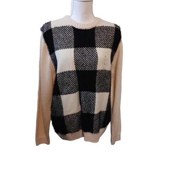 NEW Weatherproof Vintage Buffalo Check Crew Neck Sweater in Whitecap Size L - Picture 5 of 13